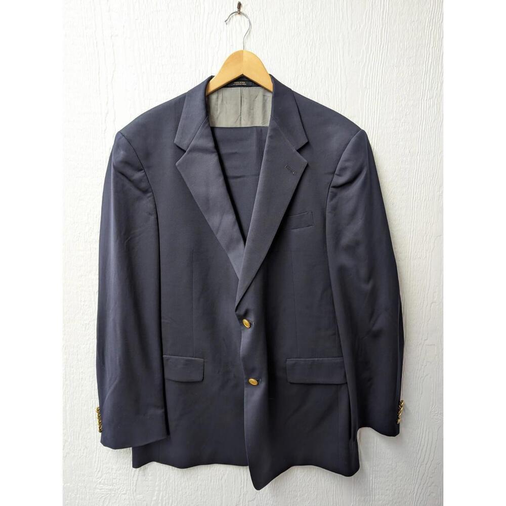 Hart Schaffner Marx Gold Trumpeter 2 Piece Suit Navy Blue Men’s Size 44L